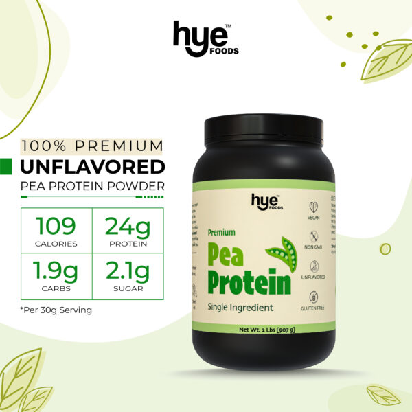 HYE FOODS Premium Pea Protein | 2 lb | Vegan | Gluten Free | Unflavored |100% Peas | 30 Servings