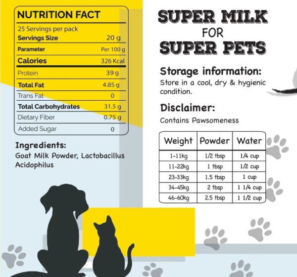 Goat Milk with Probiotics | Best Natural Dog and Cat Food Supplement 500g